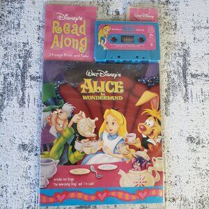 Alice in Wonderland Disney Read Along Cassette tape + Book Bundle new in box~